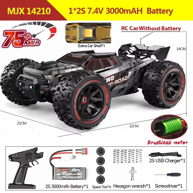 2024 New 1:14 4WD RC Car Off-road Racing High Speed Brushless 2.4G RC Car RC Truck 75 Km/h Truck Electric Toy Adult Kids Toy Gift