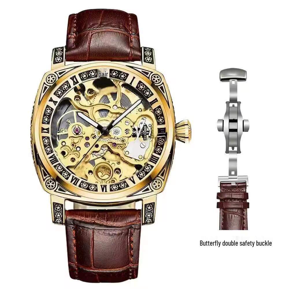 Fenshi FENSIR 8837 Мужские автоматические механические часы - Полый дизайн, Водонепроницаемые, Повседневный ремешок.