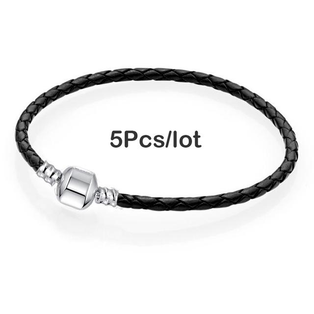5pcs /Lot Sale Popular Charm Bracelets Diy Elegant Leather Chain Charms Bracelets Bangles For Women Jewelry Gift