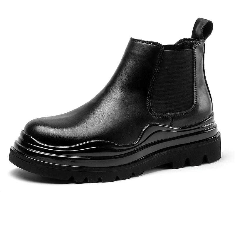Модные новые ботинки на толстой подошве для мужчин Tide Ins Короткие ботинки Chelsea Мотоциклетные ботинки Ботинки Tooling Boots Высокие ботинки Slip On из натуральной кожи для мужчин
