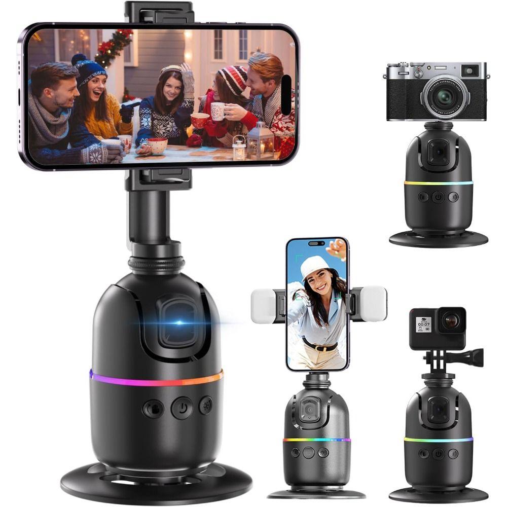 Держатель для телефона с автоматическим отслеживанием лиц и стабилизатором камеры с заполняющим светом. Короткое видео.