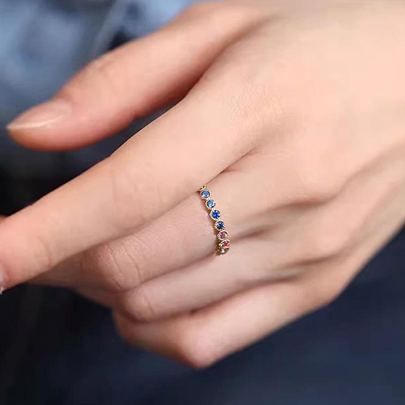 Cao Shi Elegant Zircon-Studded Colorful Ring for Women - Simple, Sweet, and Exquisite Jewelry.
