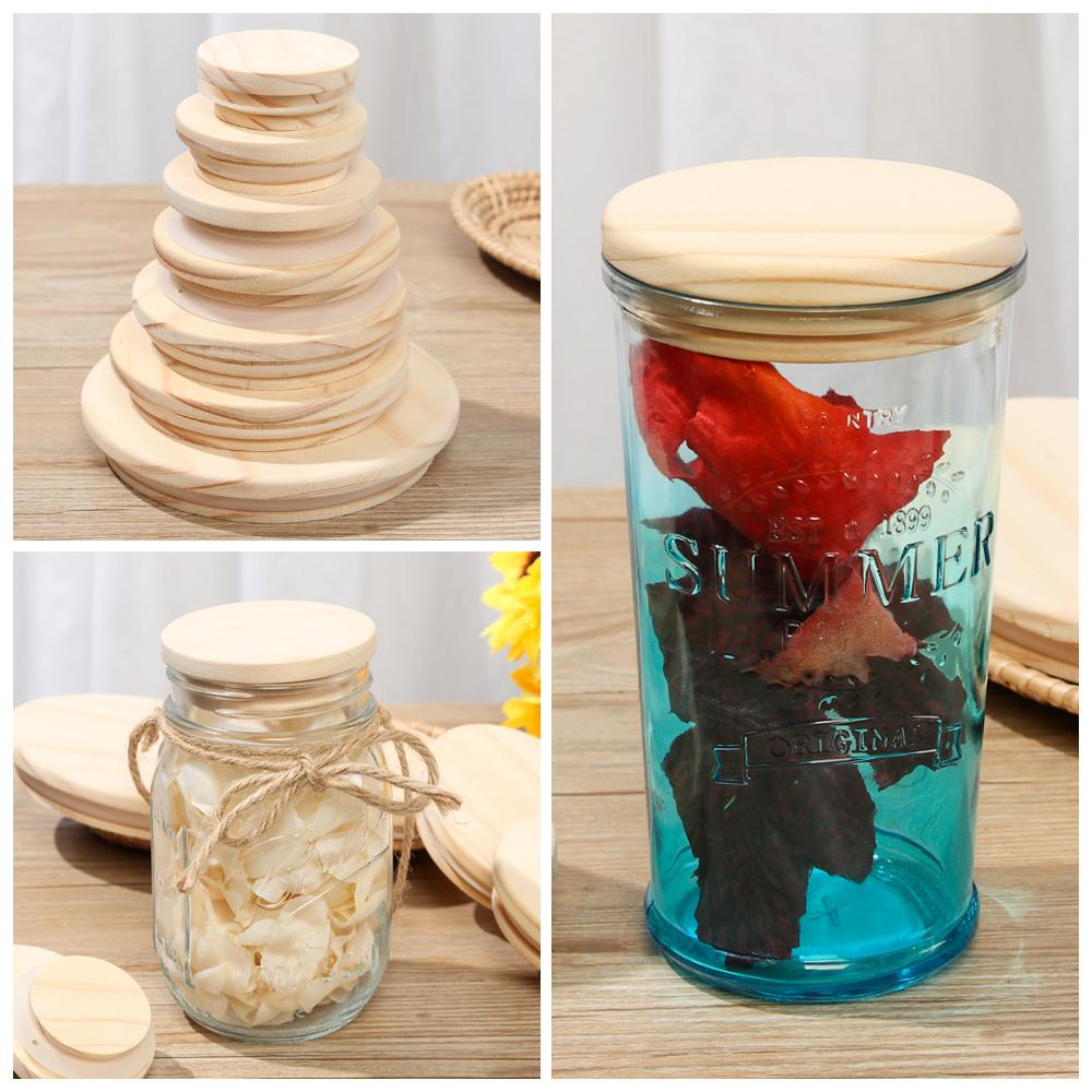 Sizes Compatible Bottle Sealing Caps Mason Jar Lid Wide Mouth Cover Canning Storage Wood Lids