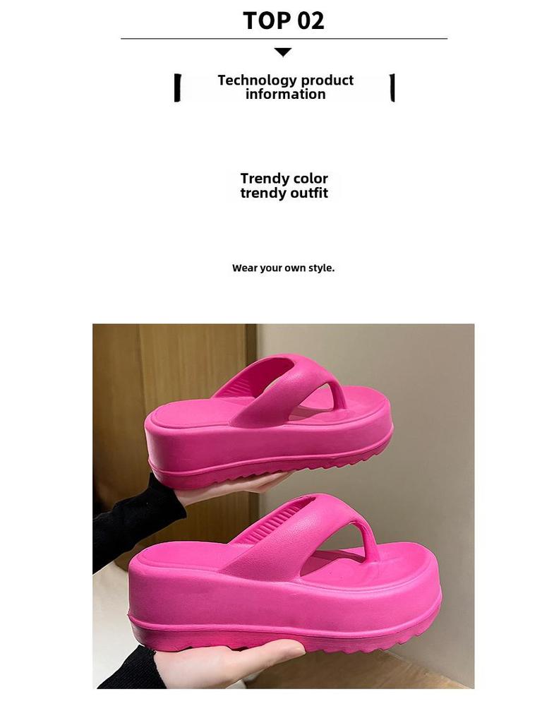 Новые женские шлепанцы на танкетке с толстой подошвой из ЭВА - платформа высотой 7 см, удобный дизайн с зажимом на носке