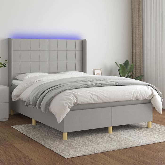 Maison Exclusive - Sommier à lattes de lit matelas LED Gris clair 140x200 cm Tissu