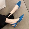 Spring Summer Heels Women's Fashion Pointed Toe Pumps Slingbacks Sandals Comfortable Small Heel Slip-on Shoes Lady Casual Shoes