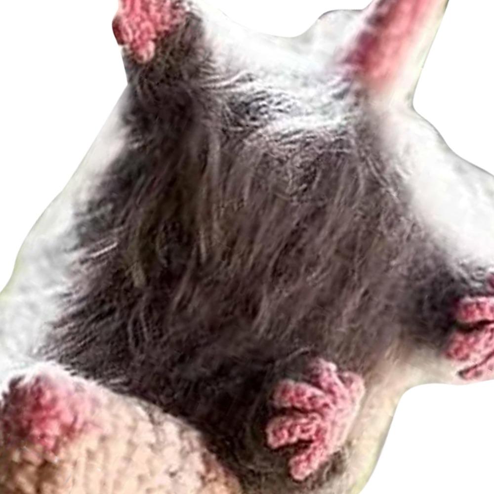 Crochet Rearview Mirror Accessory Handmade Knitted Screaming Possum Ornament For Car Interior