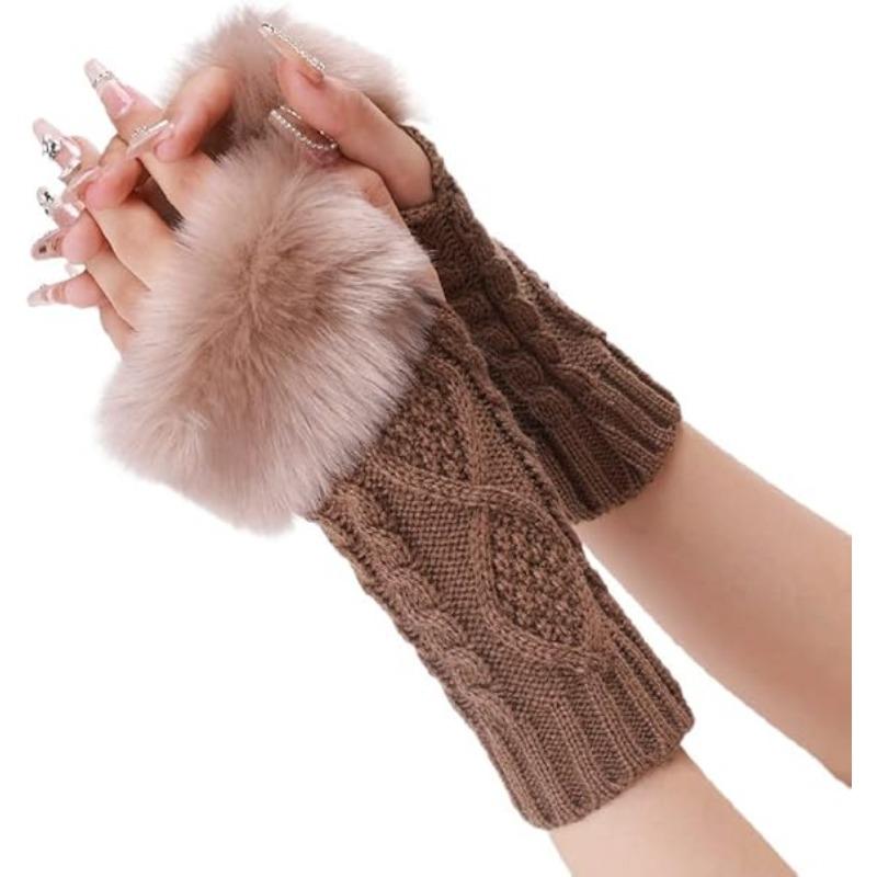 Утеплители для рук, перчатки без пальцев с отверстием для большого пальца, вязаные варежки, зимний подарок, теплые перчатки для женщин