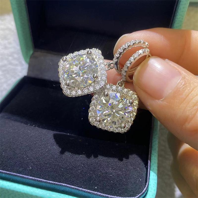Valuable Moissanite Diamond Drop Earring 100% Real 925 silver Promise Wedding Dangle Earrings for Women Party Jewelry