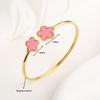 New Design Lucky Stainless Steel FIve Leaf Flower Bangle Ring Jewelry Set for Women Waterproof Fashion Jewelry Party Gift Clover