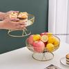 Stylish Iron Wire Fruit Basket Golden Luxury Large Capacity Fruit Bowl Tray Vegetable Holder Drain Basket Snack Cakes Holder