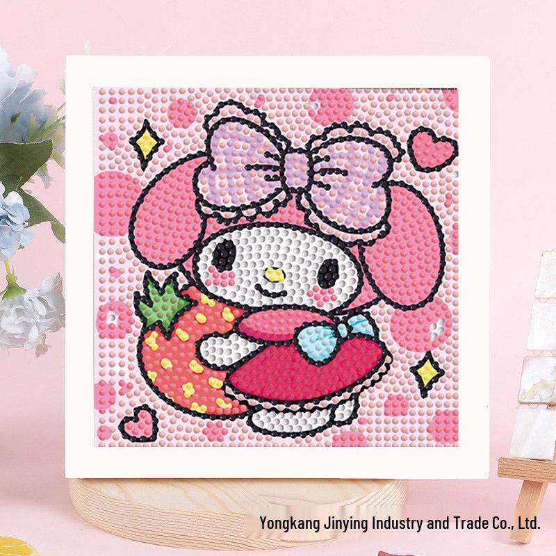 Детская алмазная мозаика Sanrio с наклейками-рамкой - Набор для самостоятельного изготовления, ручная работа, подарок