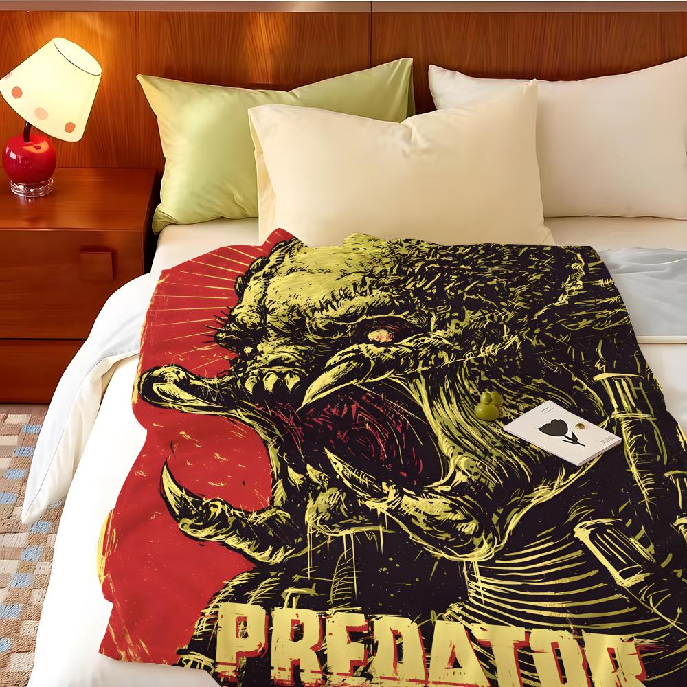 Плед-бросок из фланели с принтом P-Predator, легкий, уютный, прочный, моющийся, милый, крутой