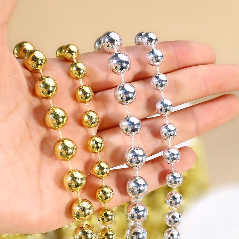 Gold & Silver Electroplated Bead String for DIY Christmas Tree Decorations