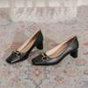 2169-2 толстый каблук пряжка линия лошади квадратный носок французская мода туфли на высоком каблуке индивидуальный заказ партии обувь можно изменить ЛОГОТИП