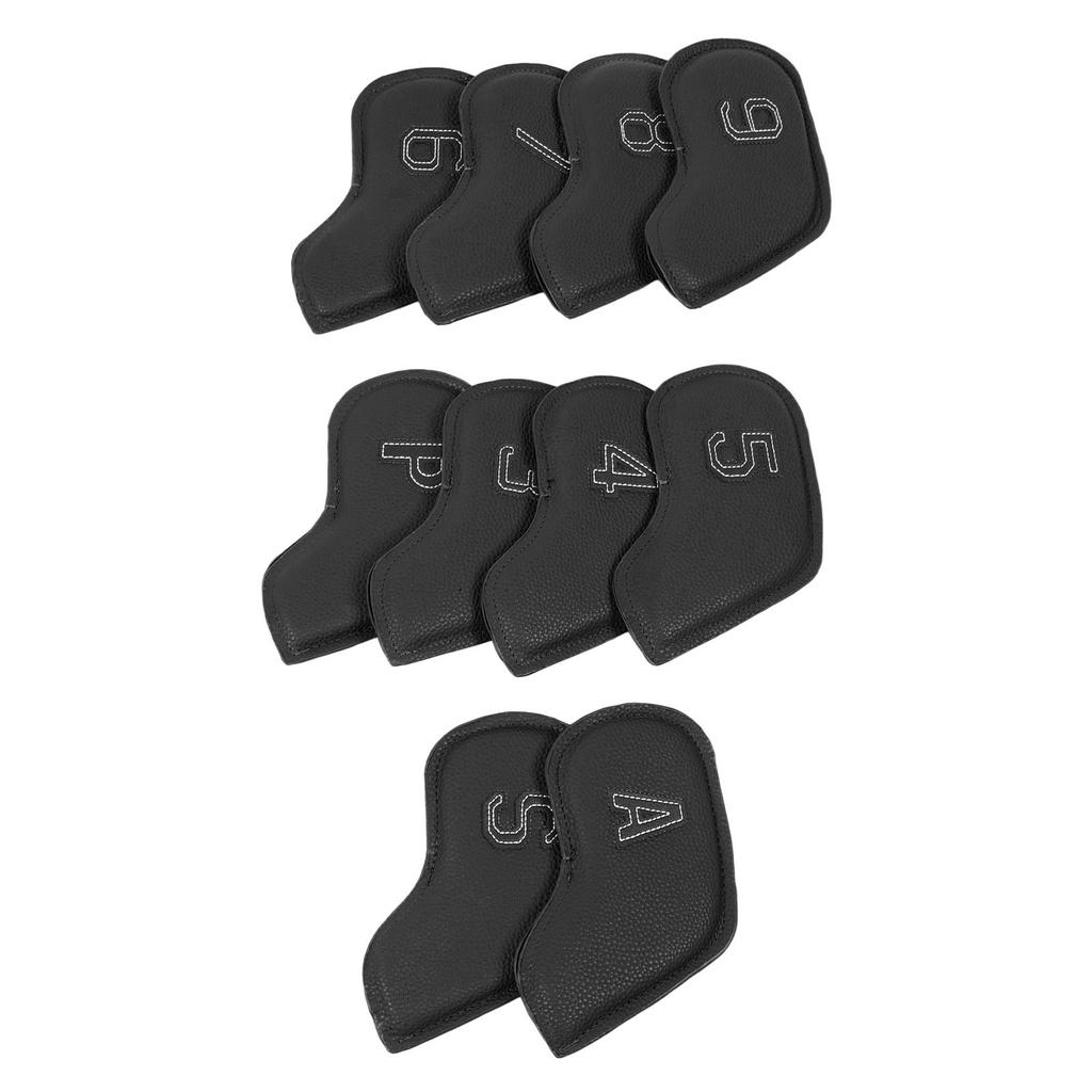 10PCS Golf Head Protective Covers Waterproof PU Material Golf Putter Headcover Guard Set for Outdoor Use Black