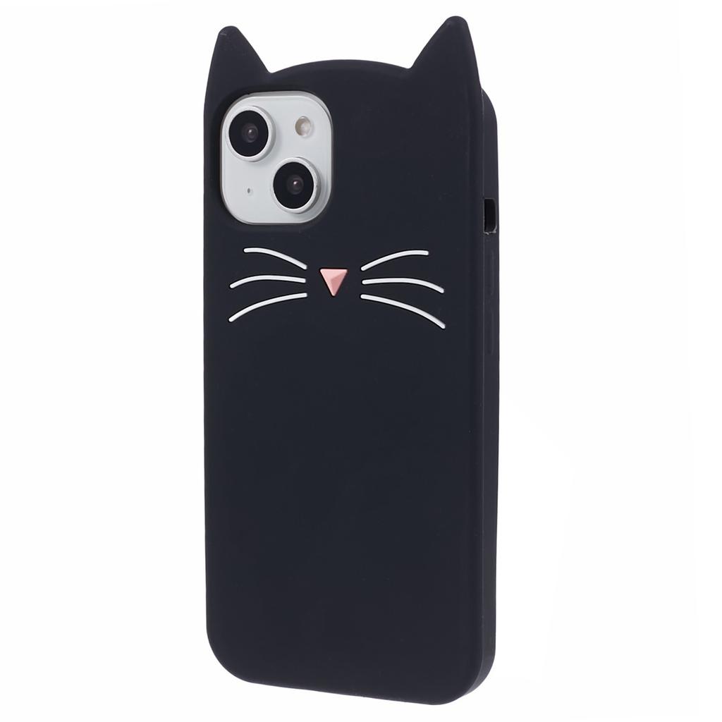 For iPhone 15 Case 3D Moustache Cat Soft Silicone Shockproof Phone Back Cover