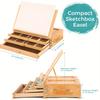 1 or 3 Layers 1pc Portable Wood Artist Painting Easel with Fold Down,drawer Can Store Brush&paint box,Outdoor Sketching Stand with Handle.