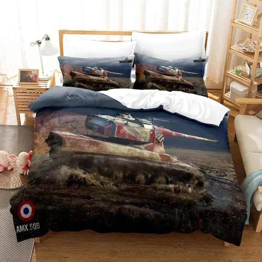 Комплект пододеяльника Tank King Size Тематика Военных Постельное белье W-World Of Tank Игровые Подарки Для Детей Мальчиков Мужчин Уютный Декор Спальни