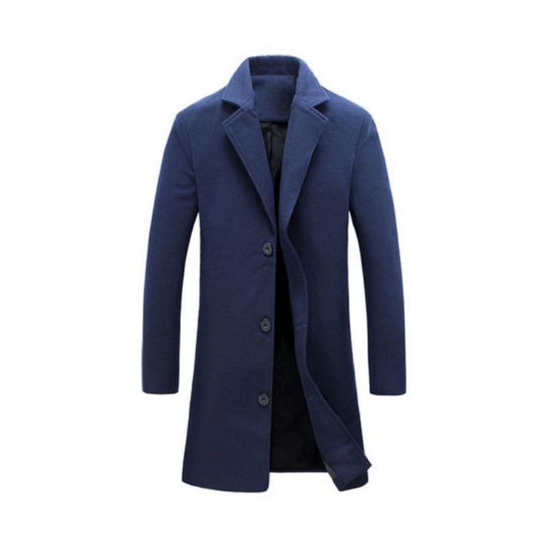 Шерстяное пальто мужское корейского образца приталенный тренчкот средней и длинной длины шерстяная куртка