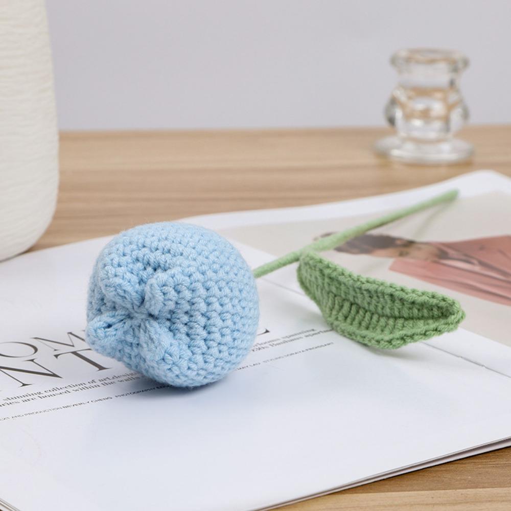 6 шт. вязаные крючком тюльпаны ручной работы вязаные цветы искусственные плетеные поддельные цветы со стеблями для украшения столов на День святого Валентина дома, свадьбы, вечеринки, офиса