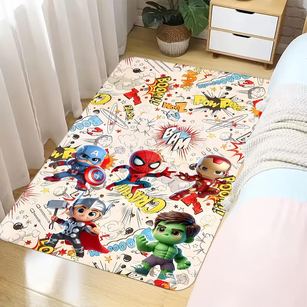 Marvel Printed Doormat with Spider-for Man, Captain America, Iron for Man, Thor, and Hulk Designs - Suitable for Living Room,