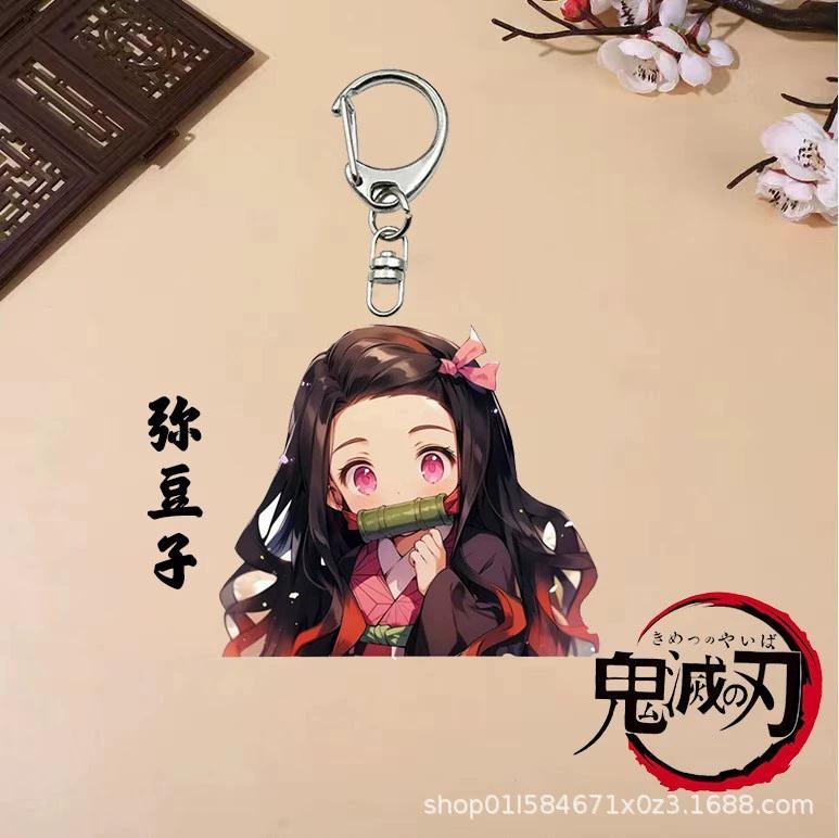 Keychain Pendant Anime Demon Slayer Kimetsu No Yaiba Kamado Tanjirou Double Sided HD Bag Pendant Gift For Fans Cosplay Props Jewelry Gift