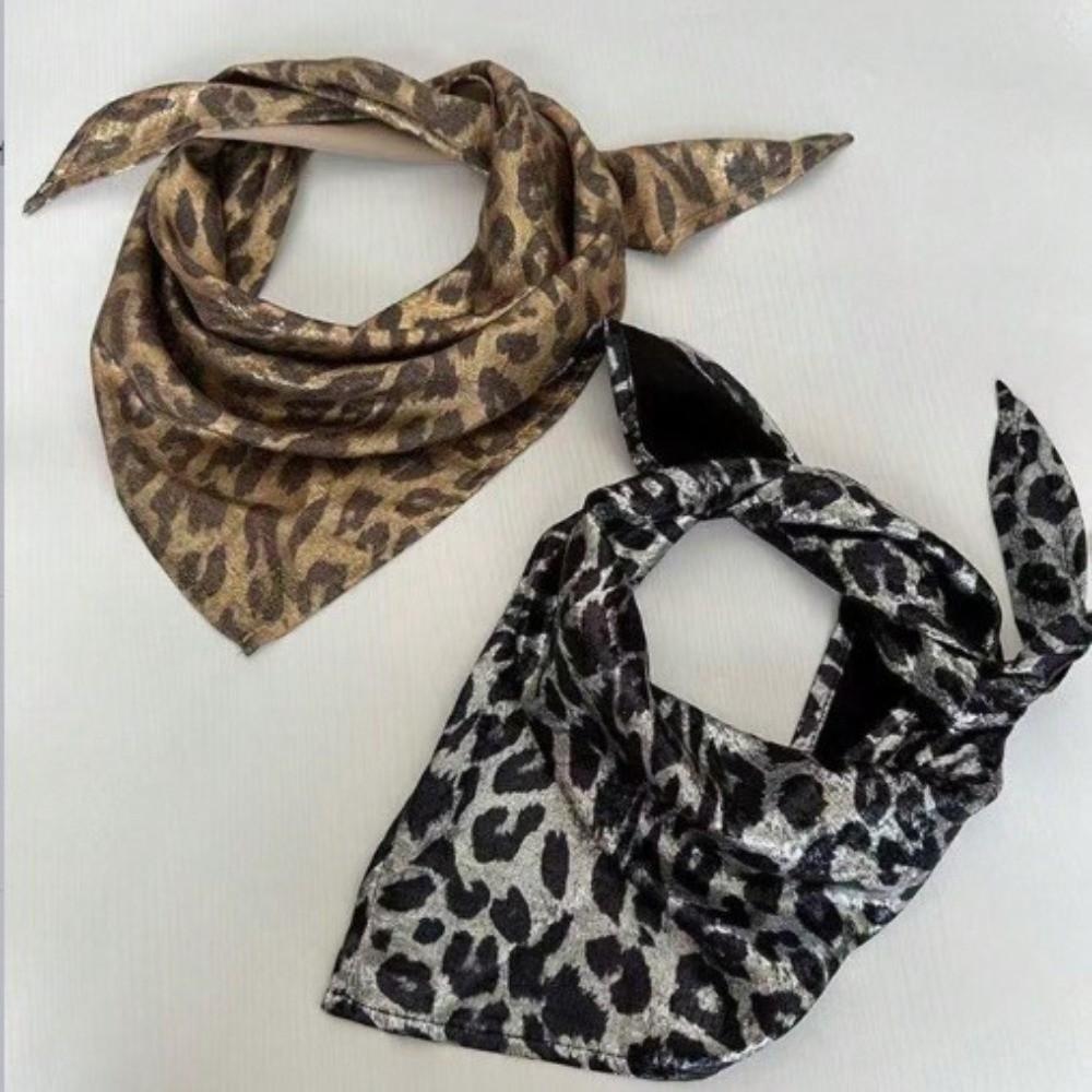 Soft Wrap Leopard Print Hair Scarf Hip Hop Punk Bandana Headwear Triangular Headscarf Streetwear
