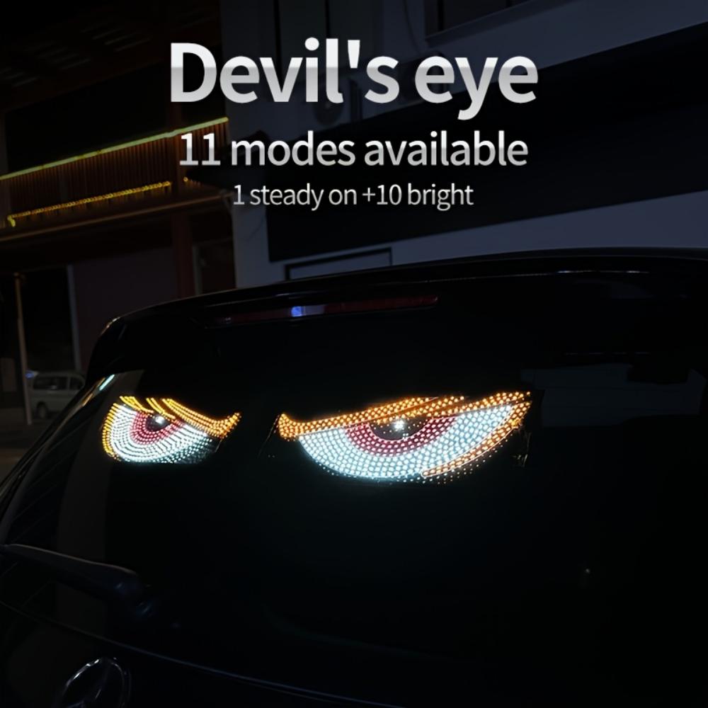 2-Piece Devil's Eye Car LED Light, Truck Devil's Eye Light USB Powered Decorative Light, No Wired Ambient Light, Cool Vehicle Display Light