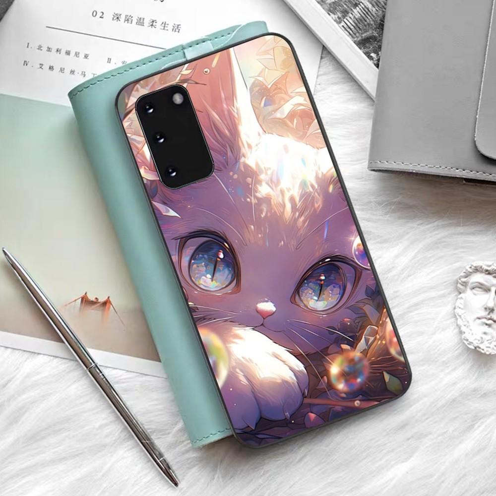 Cartoon Cute Cats Background Phone Case Silicone PC+TPU For Samsung S10 20 30 22 23 24 Plus Lite Ultra Cover