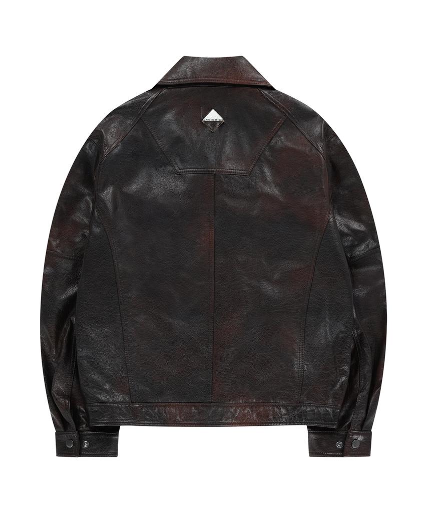 Ungimmick Buffalo Leather Blouson Jacket (Red Brown)