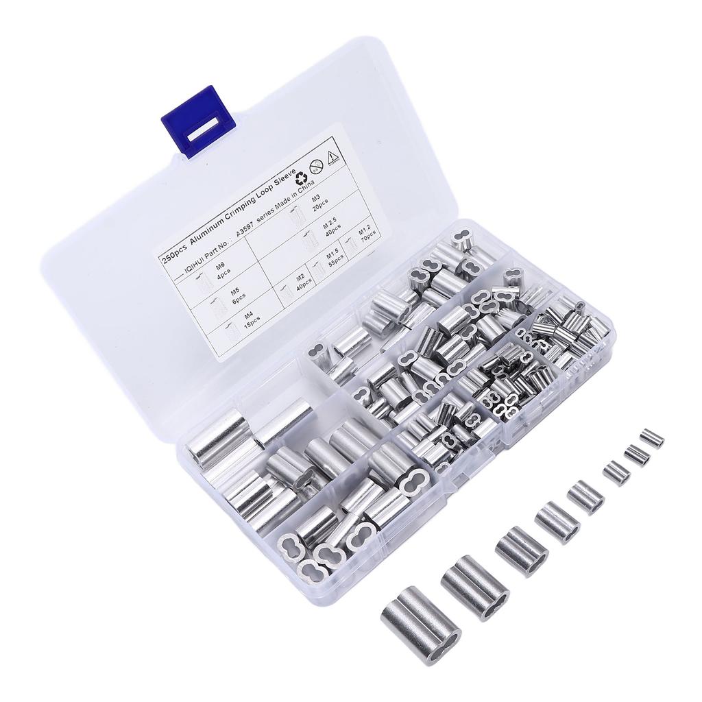 250 шт./набор алюминиевых кабельных наконечников 8 отверстий двухствольные обжимные петли-гильзы для троса для RV