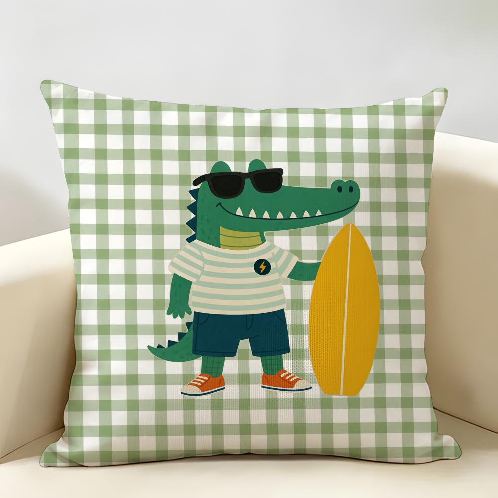 Cute Funny Animal Ins Cartoon Cushion Cover Natural Linen Organic Fabric DoubleSided Printing Room Sofa Decor Pillow Case