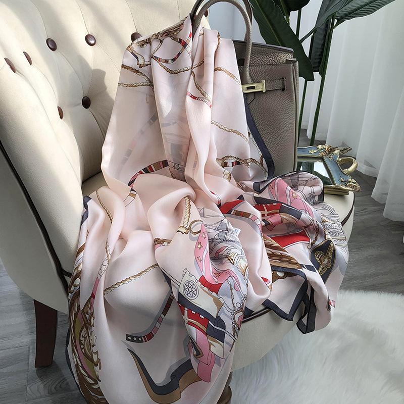 180*65 см 100% шелковица шелкопряда шарф с принтом летний солнцезащитный тонкий платок пляжный шарф шейный платок