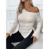 Fall Women's Off-shoulder Flare Sleeve Irregular Lace-up Knit Top