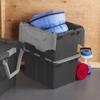 12 Gallon Industrial Tote Heavy Duty Hinged Lid Storage Container Stackable with Handles Zip Tie Access Garage Basement