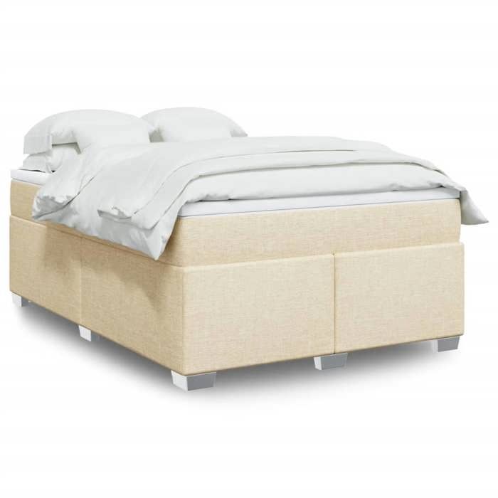 Maison Exclusive - Sommier à lattes de lit avec matelas Crème 140x200 cm Tissu