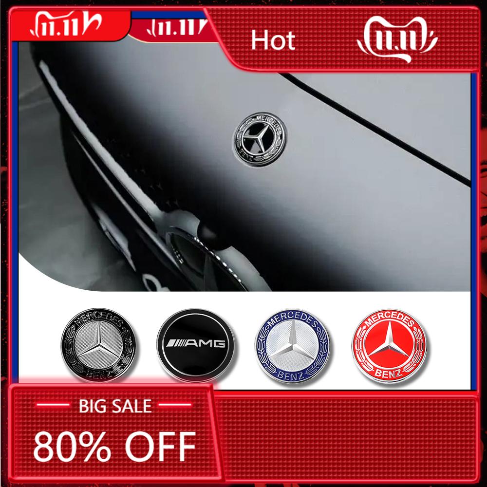 C200 E200 New For Mercedes Benz 57MM Car ABS Front Emblem Cover 3D Sticker For Mercedes Benz AMG A B C D M S R G Class GLK GLA C