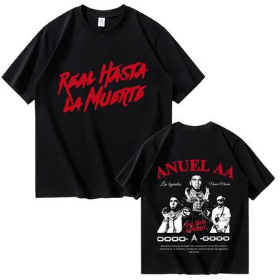 Стритвир Anuel AA Real Hasta La Muerte Графические Футболки Мужские Женские Готические Горячая Распродажа Харадзюку Футболка Оверсайз Футболка Подростки