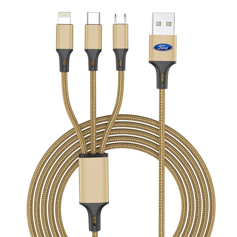 Hot 3 IN1 Charging Cable Multi Usb Port Multiple Usb Charging Cord Type C Charger Wire For Ford Focus 2 MK2 3 4 MK3 MK4 ST Monde