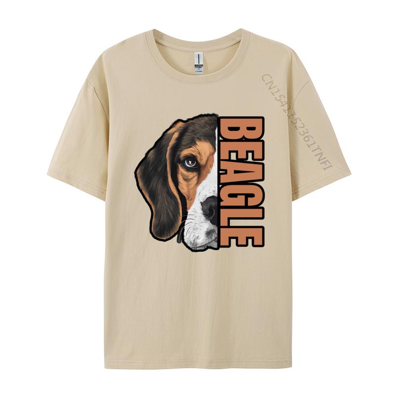 Beagle HalfFace Tshirt Gift TShirt Youthful T Shirts For Unisex Cotton Tops Tees Street Cheap Pop Art