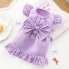 Bow Plaid Summer Dog Skirt Polyester Pet Clothing New Puppy Princess Dress  for Cats Kitten