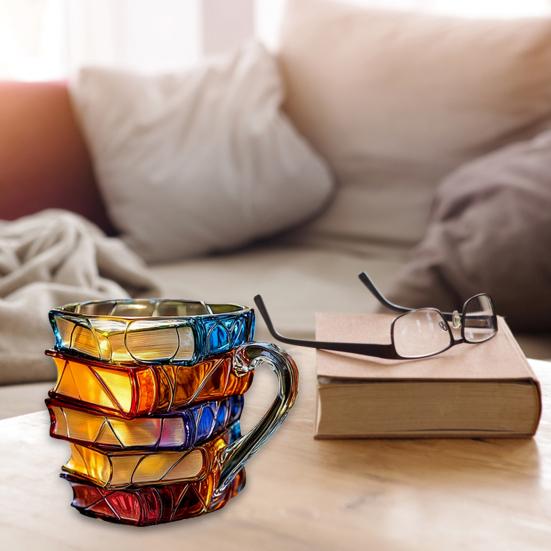 Кружка для кофе Yousheng 3D в форме книги с ложкой, расписанная вручную, кружка в стиле ретро, вдохновленная романом, чашка для горячих и холодных напитков, подарки для книголюбов, для офиса