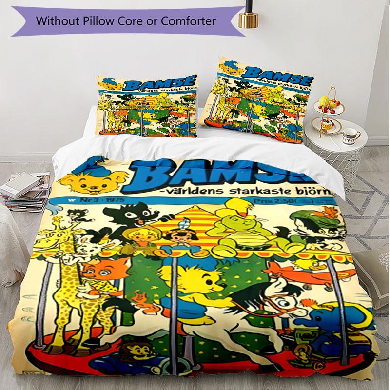 3pcs Duvet Cover Set (1*Duvet Cover + 2*Pillowcase, Without Core), Bamse Print Soft All‑Season Bedding Set, Home Bedroom Decor Gift
