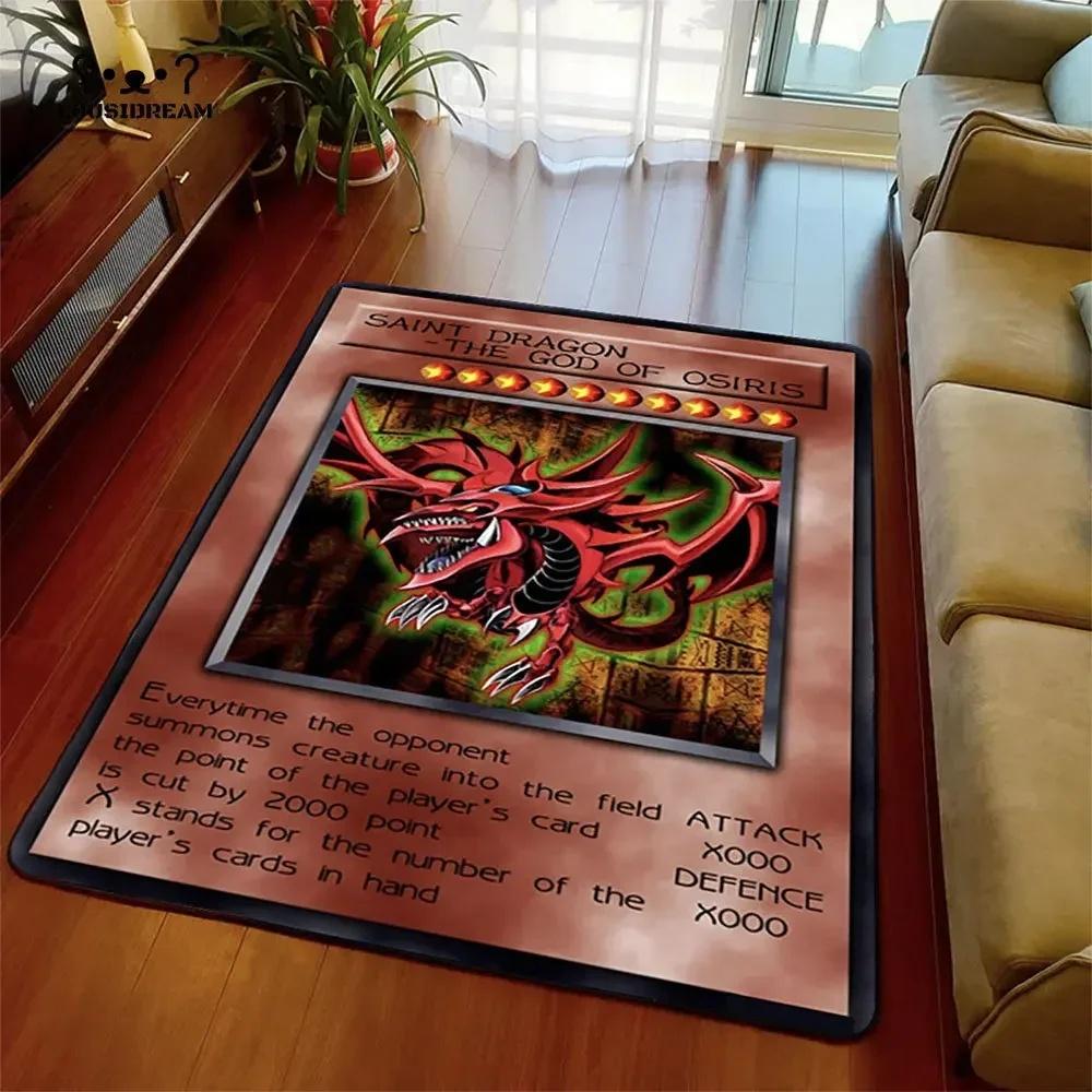 Yu-Gi-Oh Blue Eyes White Dragon Anime Carpet Cartoon Floor Mat for Living Room and Bedroom Decorative Area Rug Perfect Gift