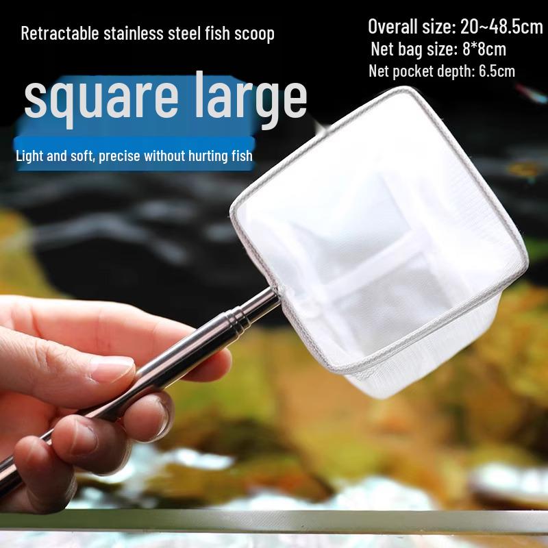 Stainless Steel Retractable Tropical Fish Net with 3D Dense Mesh for Aquarium Fishing