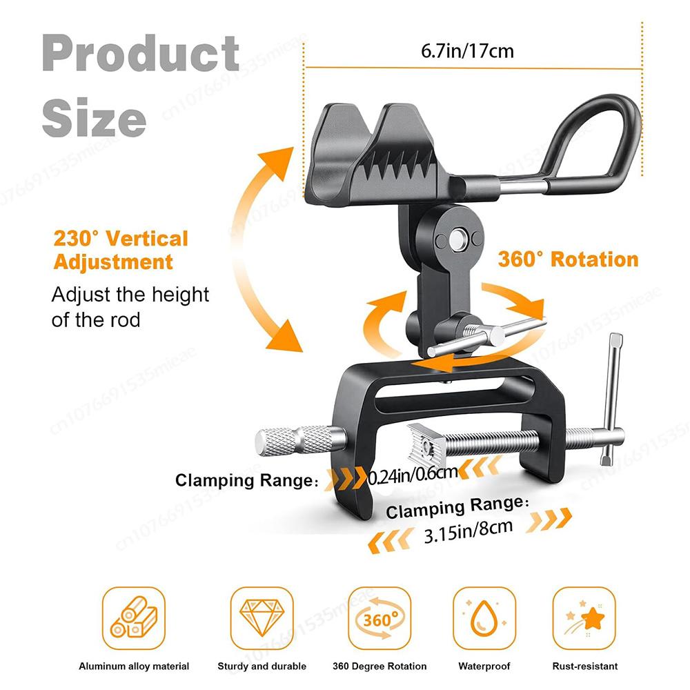 Pack Upgraded Boat Fishing Rod Holders Universal 360 Degree Adjustable AluminumFishing Rod Holder with Enlarge Clamp for Men