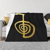 Reiki Healing CHO KU REI The Power Symbol Gold Spiritual Element Throw Blanket Thermal Bed Designers Retros Blankets
