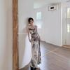 Adjustable Spaghetti Strap Ink Painting Bodycon Fishtail Dress - Chinese Style