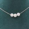 Stones and Minerals. 3-bead Necklace Sri Lankan Moonstone 8 Mm Steel Chain Necklace for Women, Men. Customizable Size